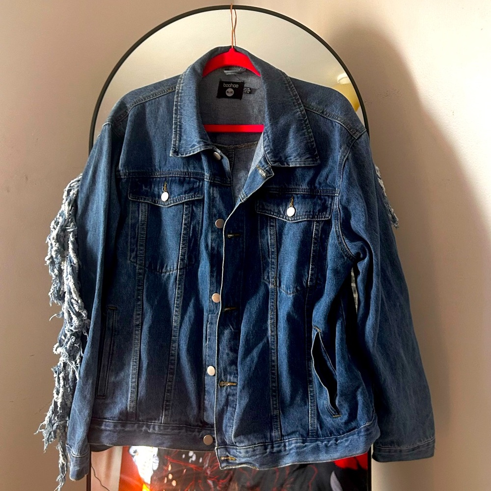 Boohoo Denim Jacket with Fringe